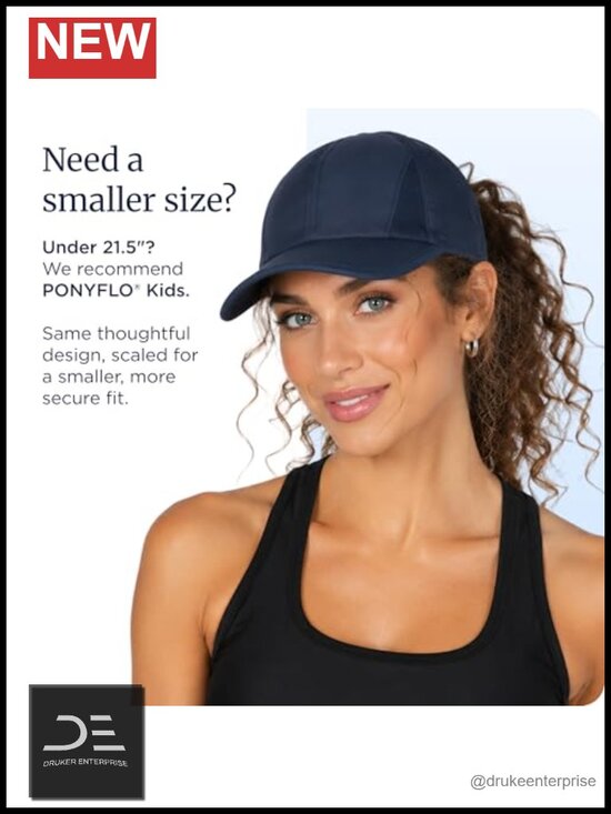 Patented Ponytail Baseball Cap with Tangle-Free Closure, Lightweight